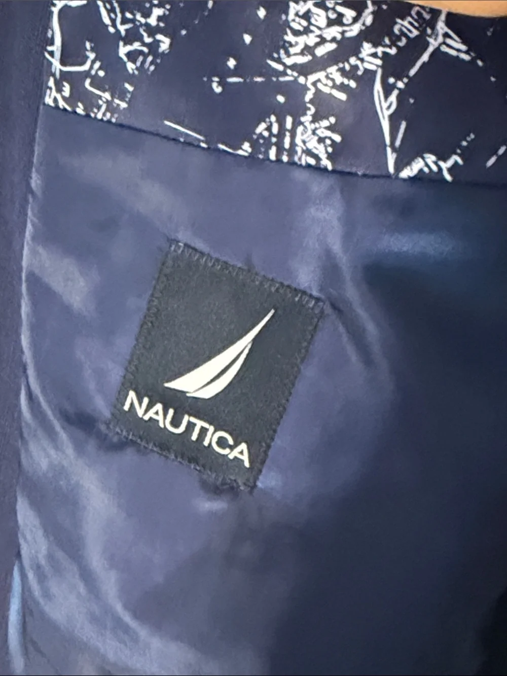 Nautica Men's Navy Two-Button Sport Coat with Patterned Lining 50 R